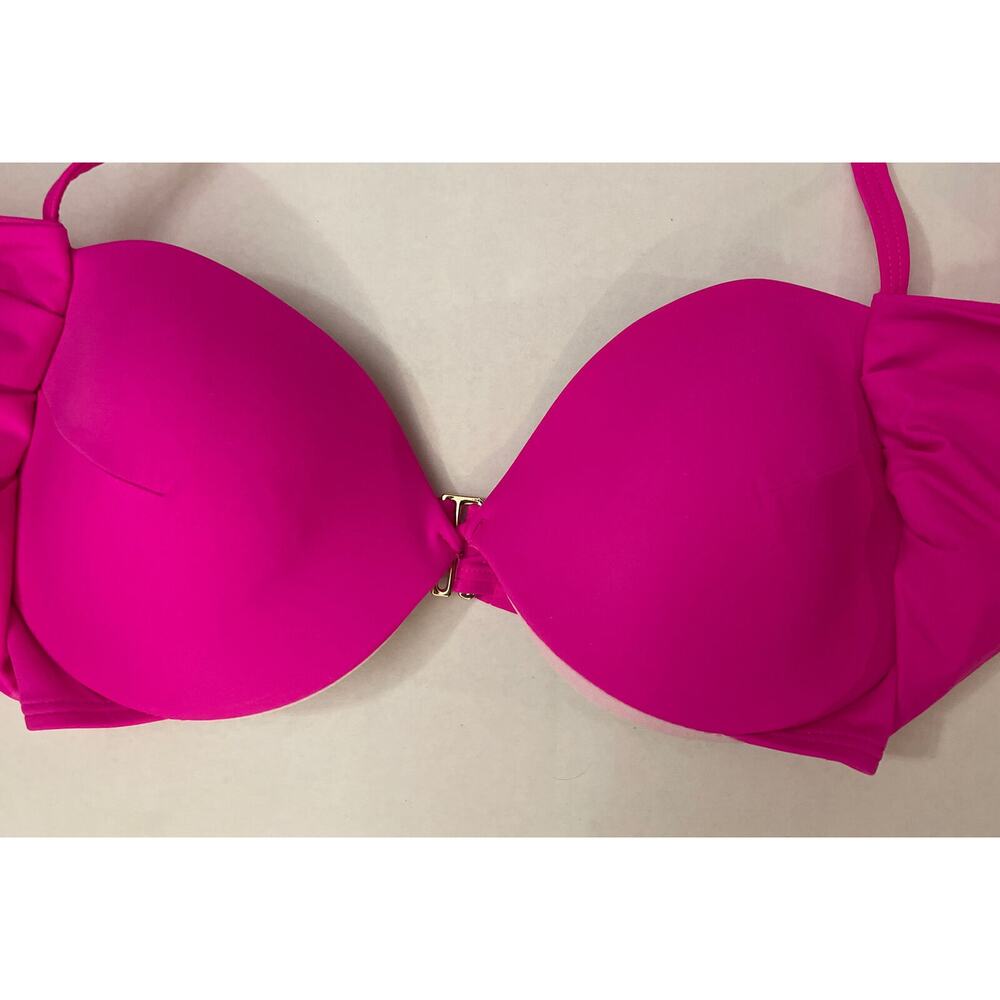 Victoria's Secret Women's Size 32DD Solid Pink Wrap Tie Around Bikini Top - EUC - Picture 4 of 11